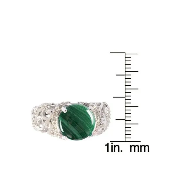 Sterling Silver Malachite & White Zircon Scrollwork Ring sold by Zulily product image thumbnail 2