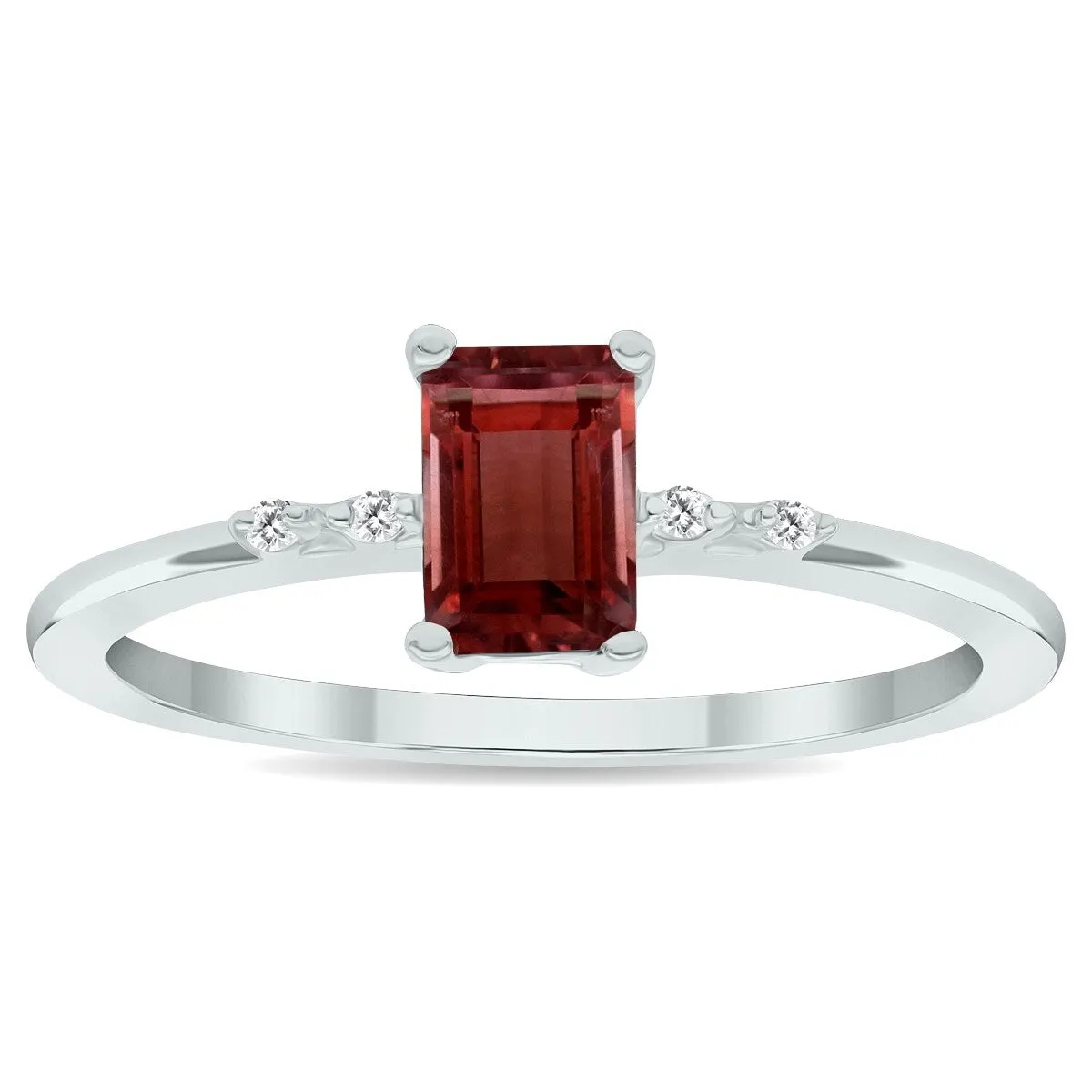 Women's Garnet and Diamond Sparkle Ring in 10K White Gold sold by Zulily