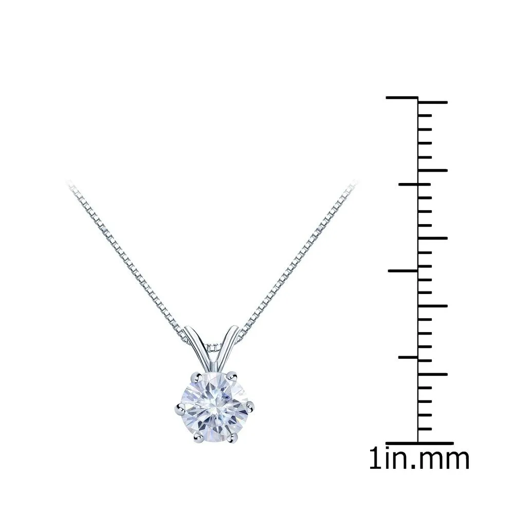 Auriya Platinum 1/2ctw Round Solitaire Moissanite Necklace 6-prong Basket - 5 mm - 5 mm sold by Zulily product image thumbnail 3