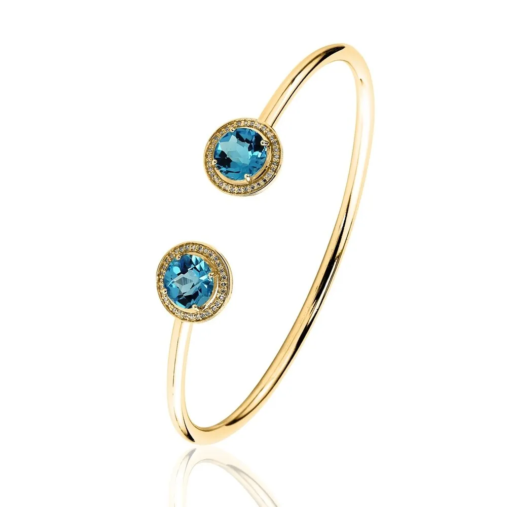 Auriya 4ct Swiss-Blue Topaz Gold over Silver Bangle Bracelet with Diamond Accents sold by Zulily product image thumbnail 5