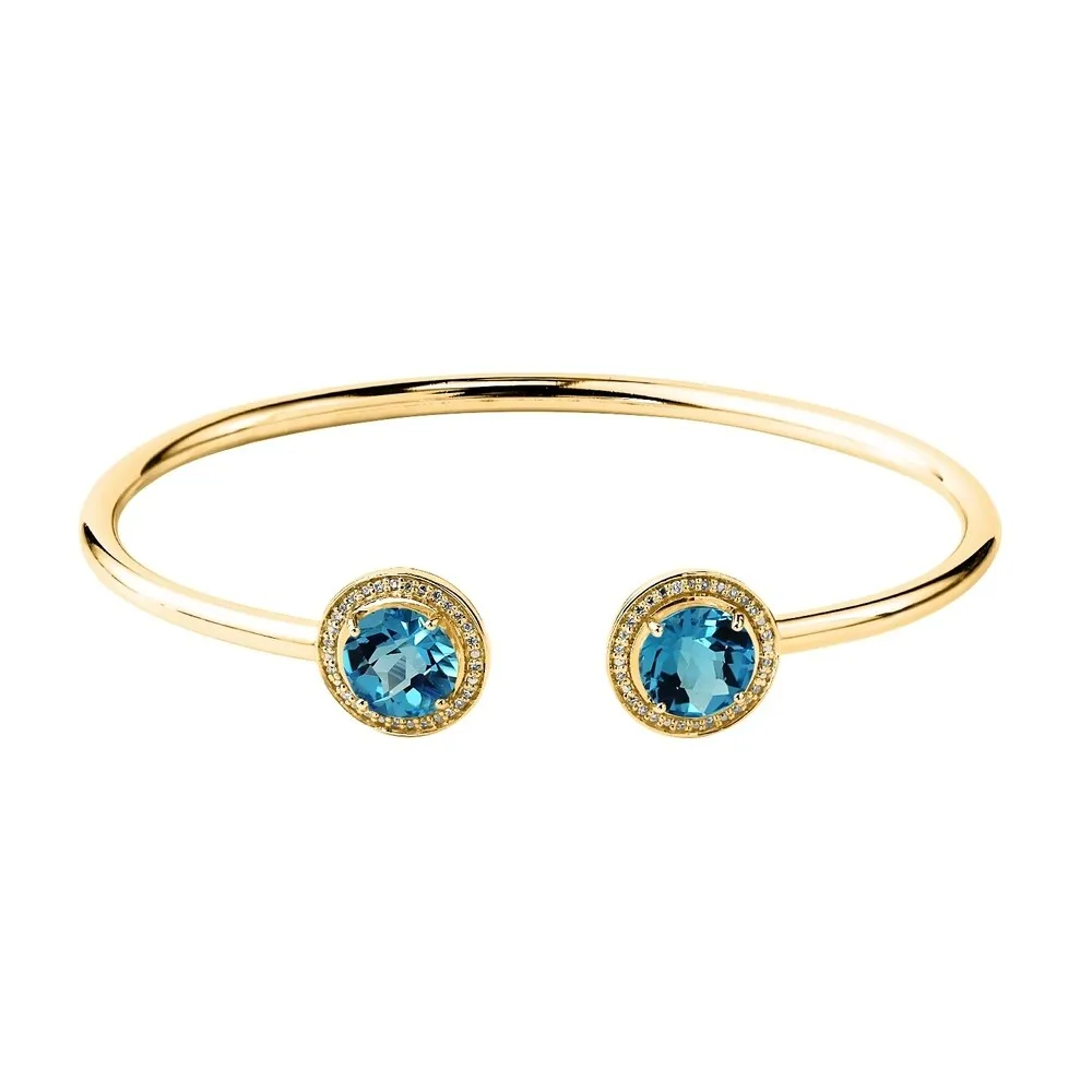Auriya 4ct Swiss-Blue Topaz Gold over Silver Bangle Bracelet with Diamond Accents sold by Zulily product image thumbnail 2