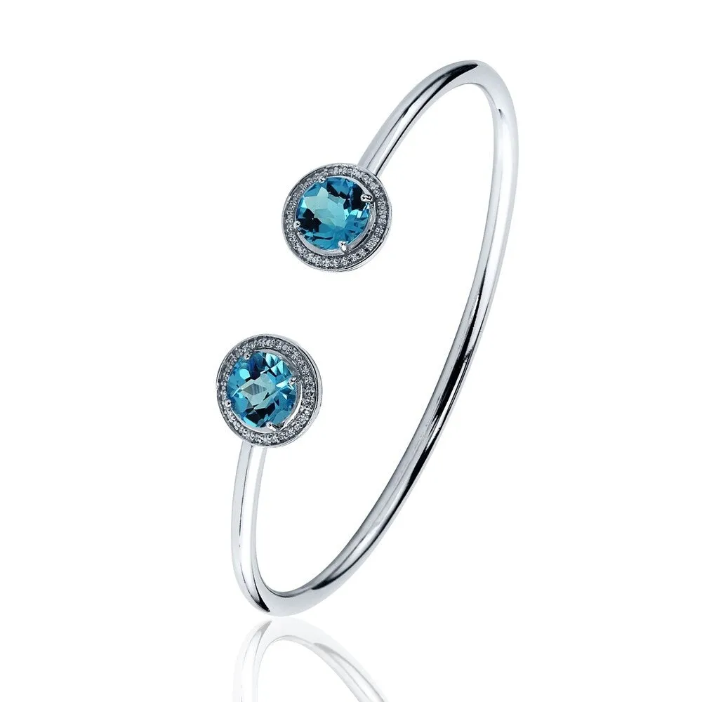 Auriya 4ct Swiss-Blue Topaz Gold over Silver Bangle Bracelet with Diamond Accents sold by Zulily product image thumbnail 4