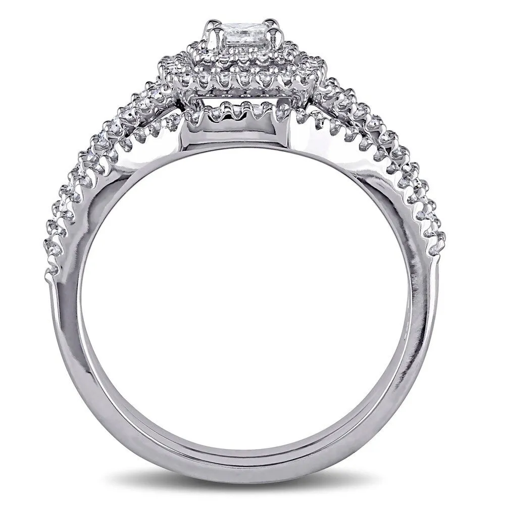 Miadora Sterling Silver 1/2ct TDW Princess and Round-Cut Diamond 2-Piece Bridal Set sold by Zulily product image thumbnail 3