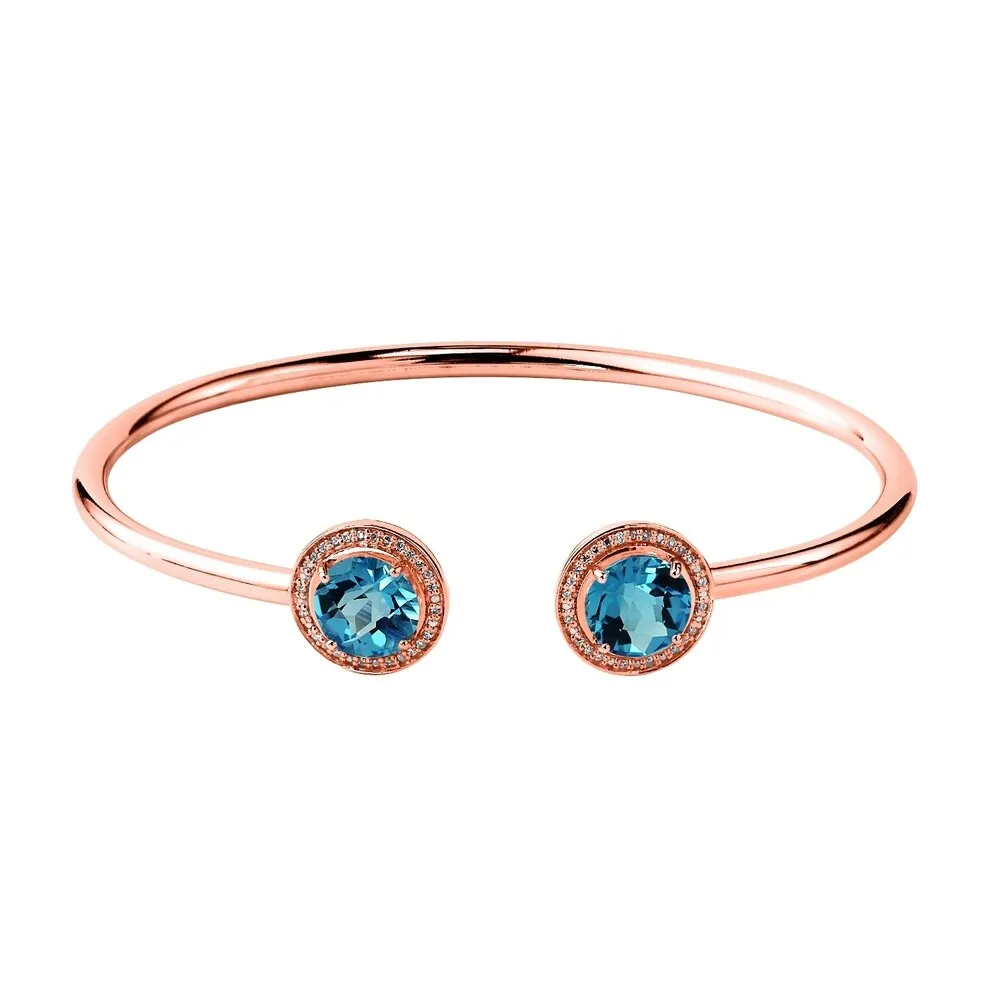 Auriya 4ct Swiss-Blue Topaz Gold over Silver Bangle Bracelet with Diamond Accents sold by Zulily product image thumbnail 3