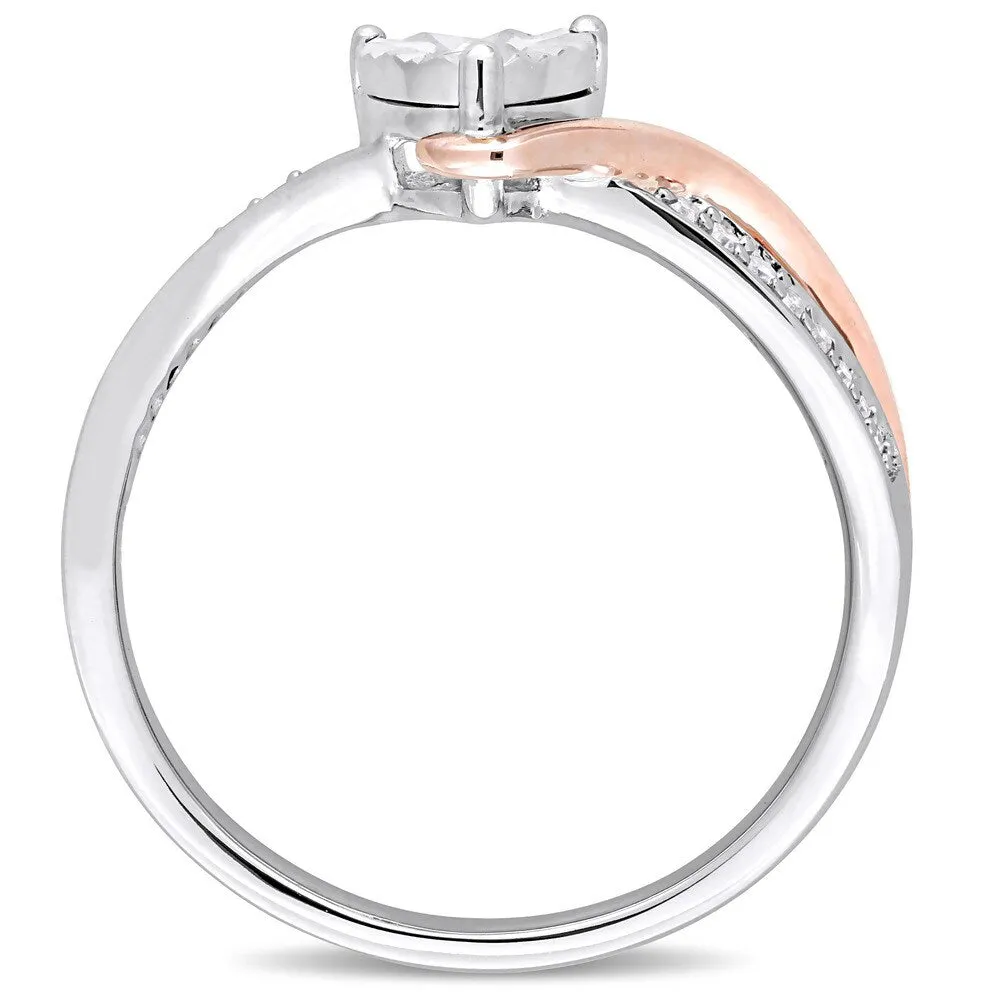 Miadora 10k 2-Tone White and Rose Gold 1/10ct TDW Diamond Heart-Shaped Crossover Engagement Ring sold by Zulily product image thumbnail 2
