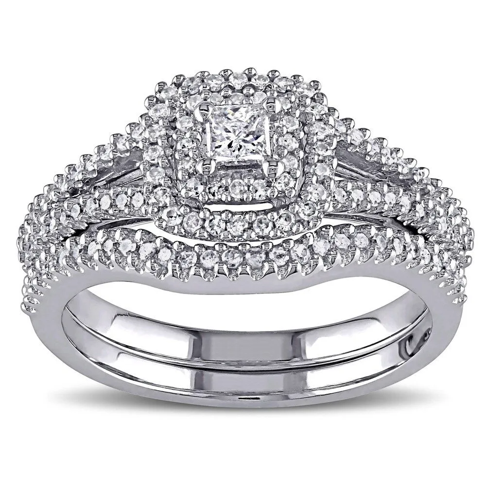 Miadora Sterling Silver 1/2ct TDW Princess and Round-Cut Diamond 2-Piece Bridal Set sold by Zulily