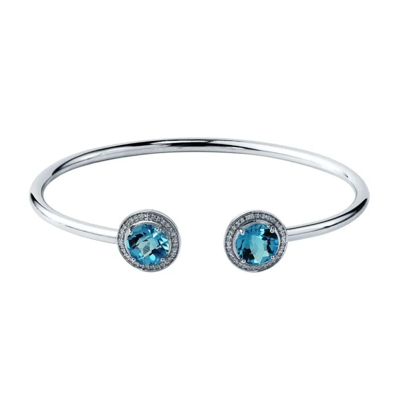 Auriya 4ct Swiss-Blue Topaz Gold over Silver Bangle Bracelet with Diamond Accents sold by Zulily