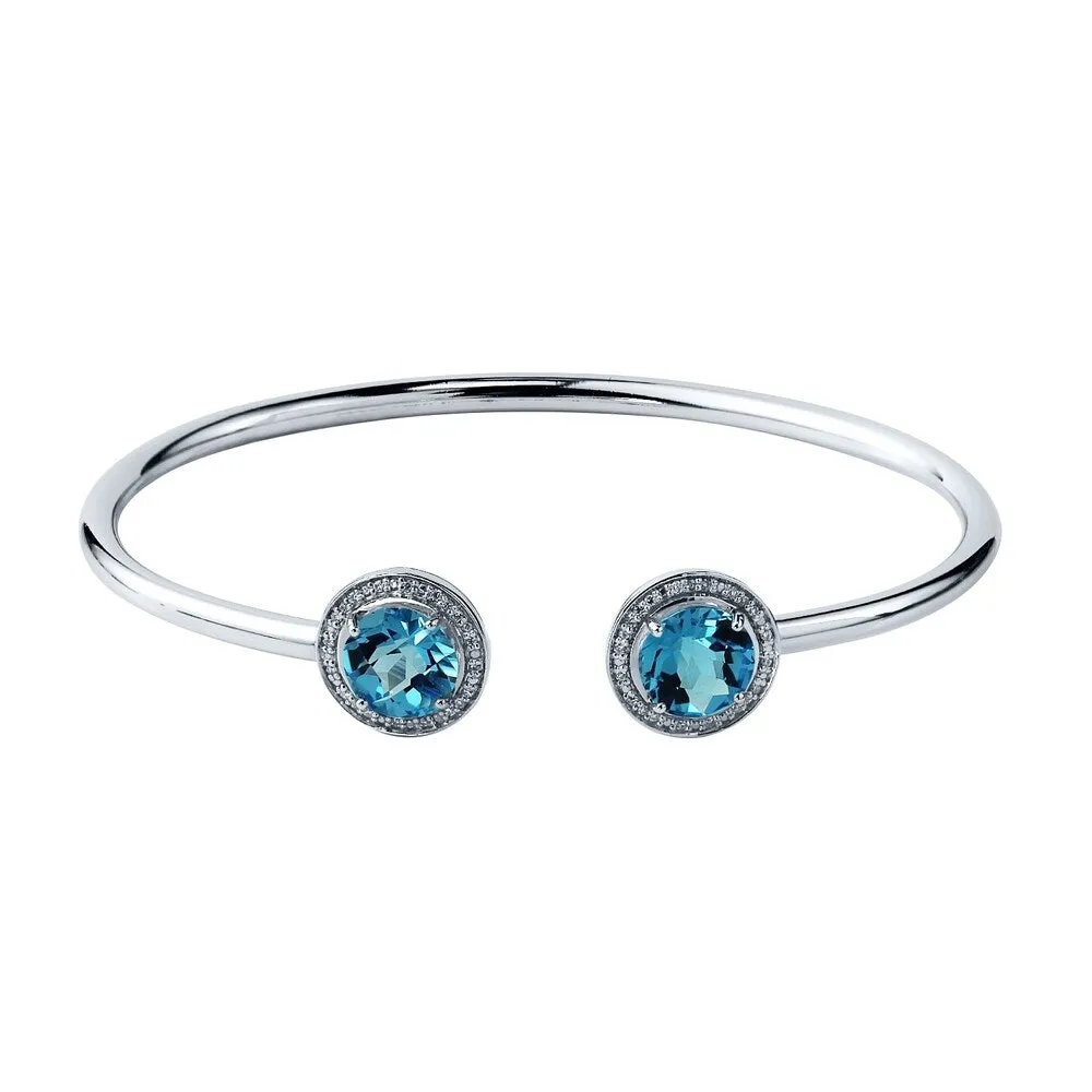 Auriya 4ct Swiss-Blue Topaz Gold over Silver Bangle Bracelet with Diamond Accents sold by Zulily