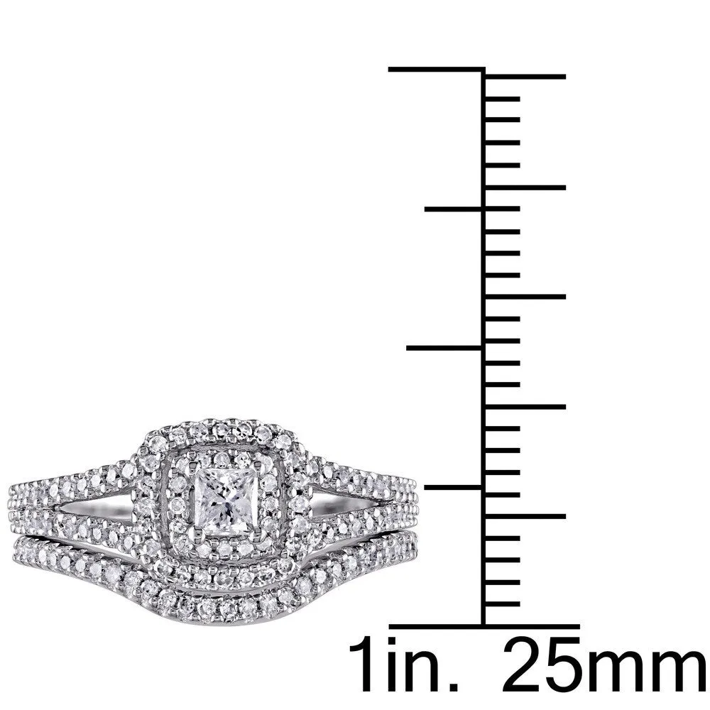 Miadora Sterling Silver 1/2ct TDW Princess and Round-Cut Diamond 2-Piece Bridal Set sold by Zulily product image thumbnail 4