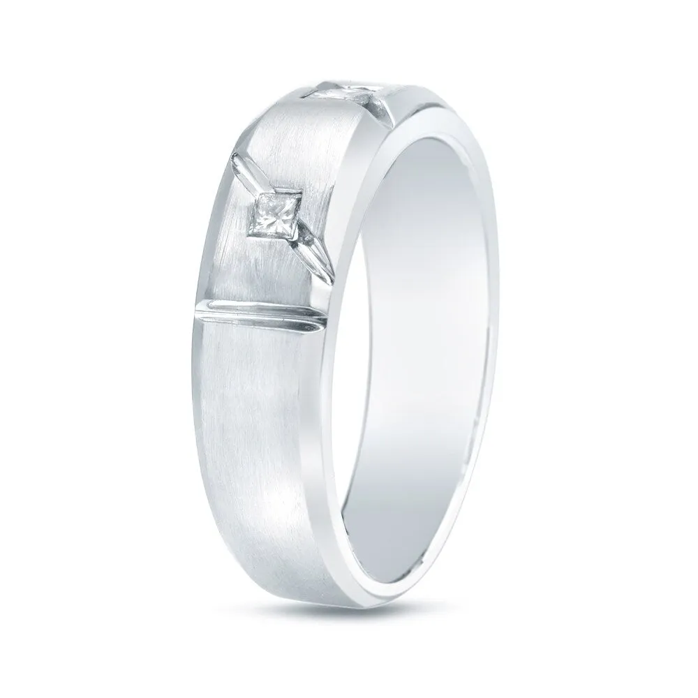 Auriya Men's 14k Gold 3/8ct TDW Satin 3-Stone Diamond Wedding Band sold by Zulily product image thumbnail 3