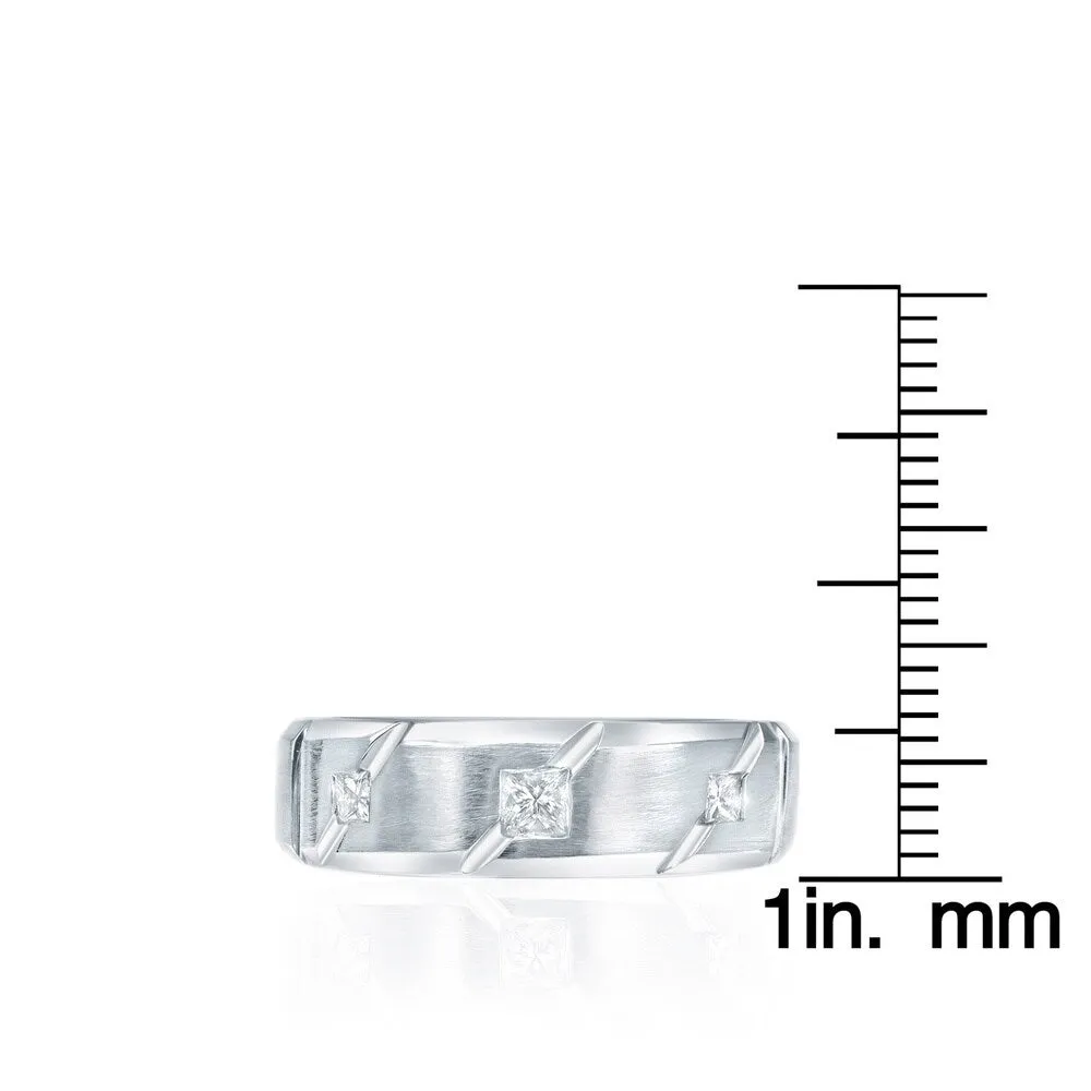 Auriya Men's 14k Gold 3/8ct TDW Satin 3-Stone Diamond Wedding Band sold by Zulily product image thumbnail 4