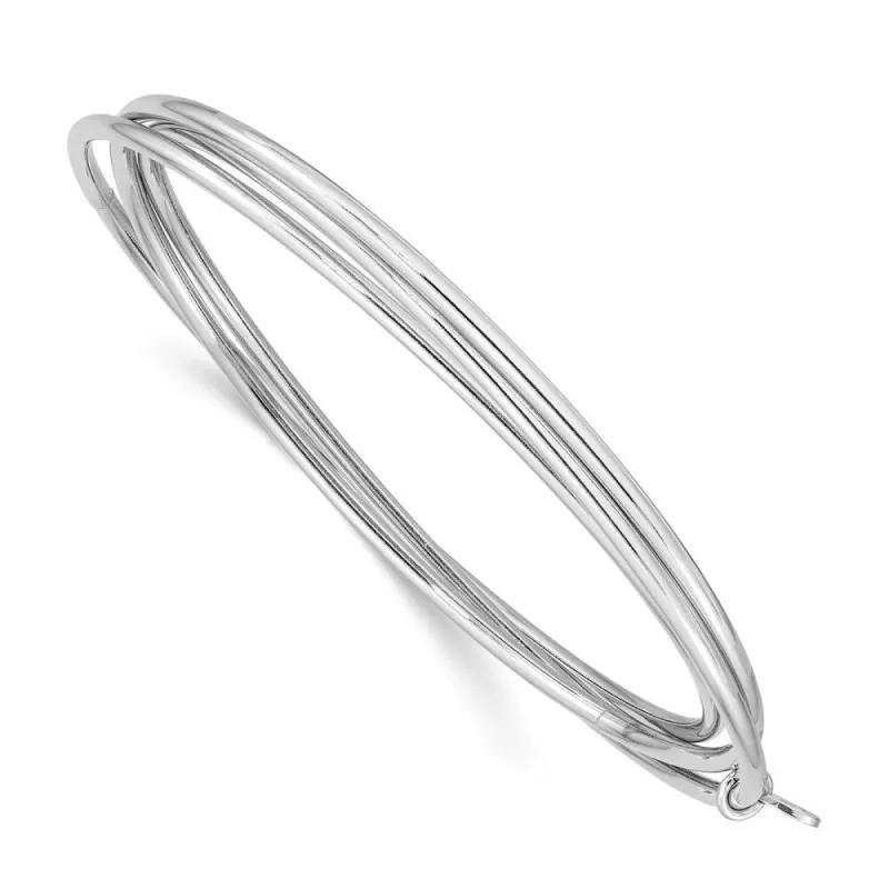 Curata 925 Sterling Silver 7" Rhodium3 Row Rolling Intertwined Slip-on Bangle Bracelet sold by Zulily