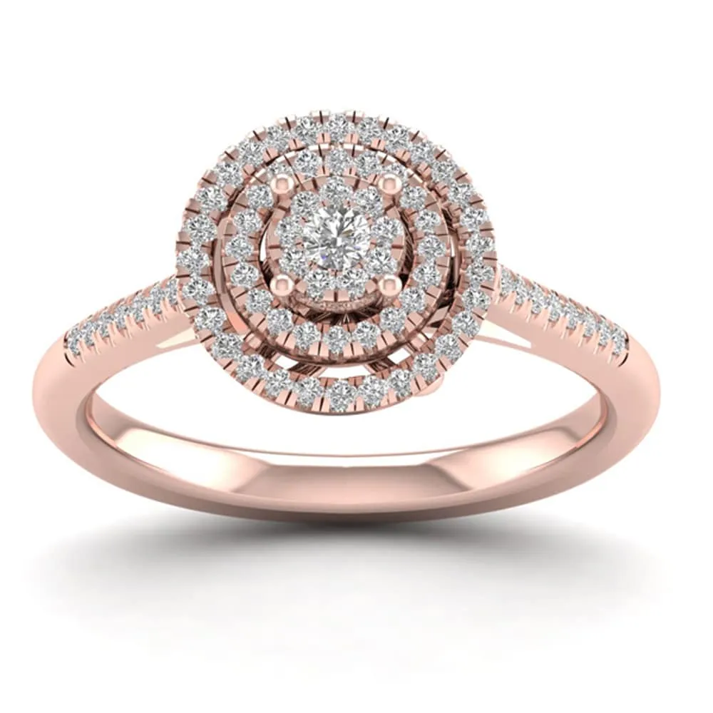 De Couer 10k Rose Gold 1/4ct TDW Diamond Cluster Ring - Pink sold by Zulily