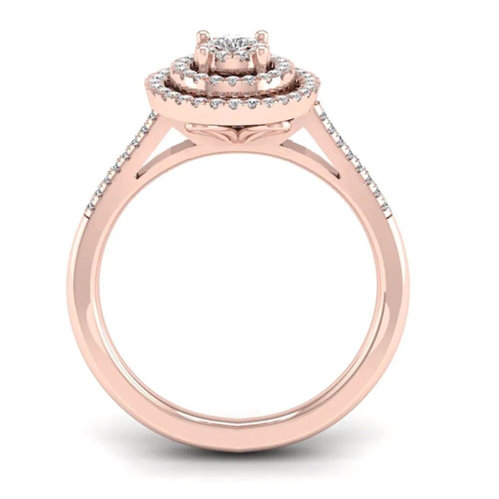 De Couer 10k Rose Gold 1/4ct TDW Diamond Cluster Ring - Pink sold by Zulily product image thumbnail 2