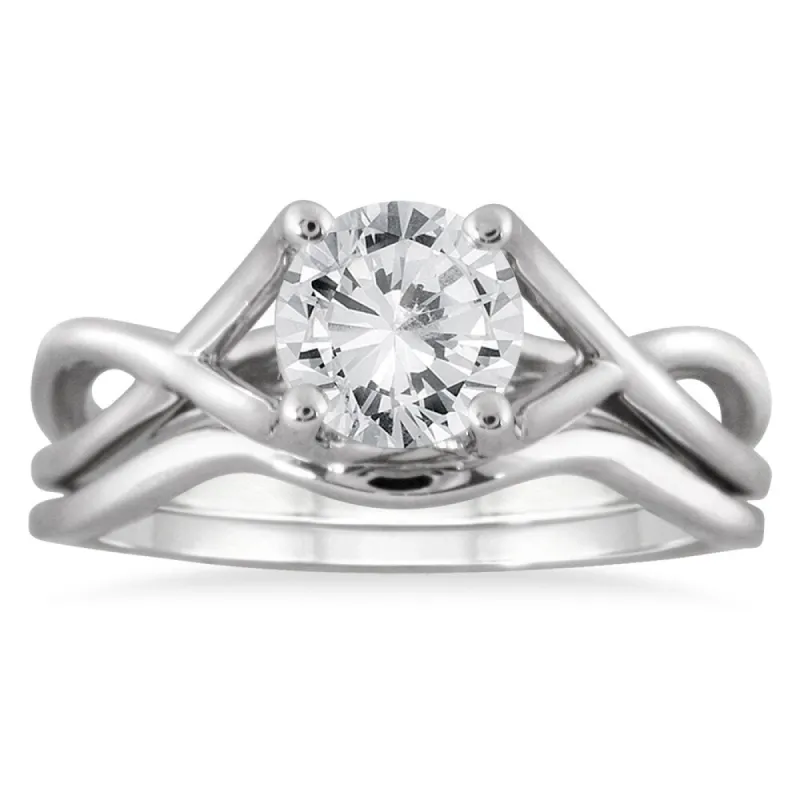 AGS Certified 1 Carat Diamond Bridal Set in 14K White Gold (I-J Color, I2-I3 Clarity) sold by Zulily