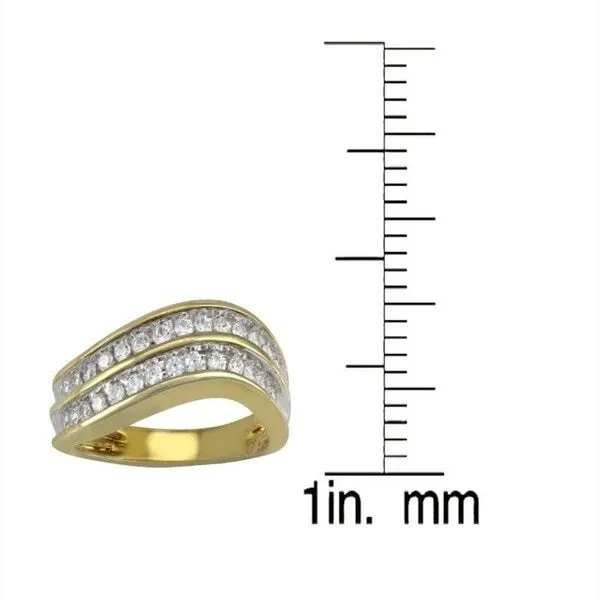 14KT Gold Over Sterling Silver With Natural White Dimaond Wave Band Ring sold by Zulily product image thumbnail 2