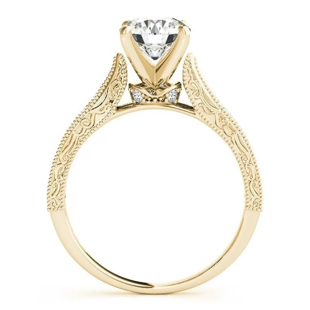 Auriya 14k Gold Round 4ct Moissanite and 1/5cttw Vintage Diamond Engagement Ring sold by Zulily product image thumbnail 5