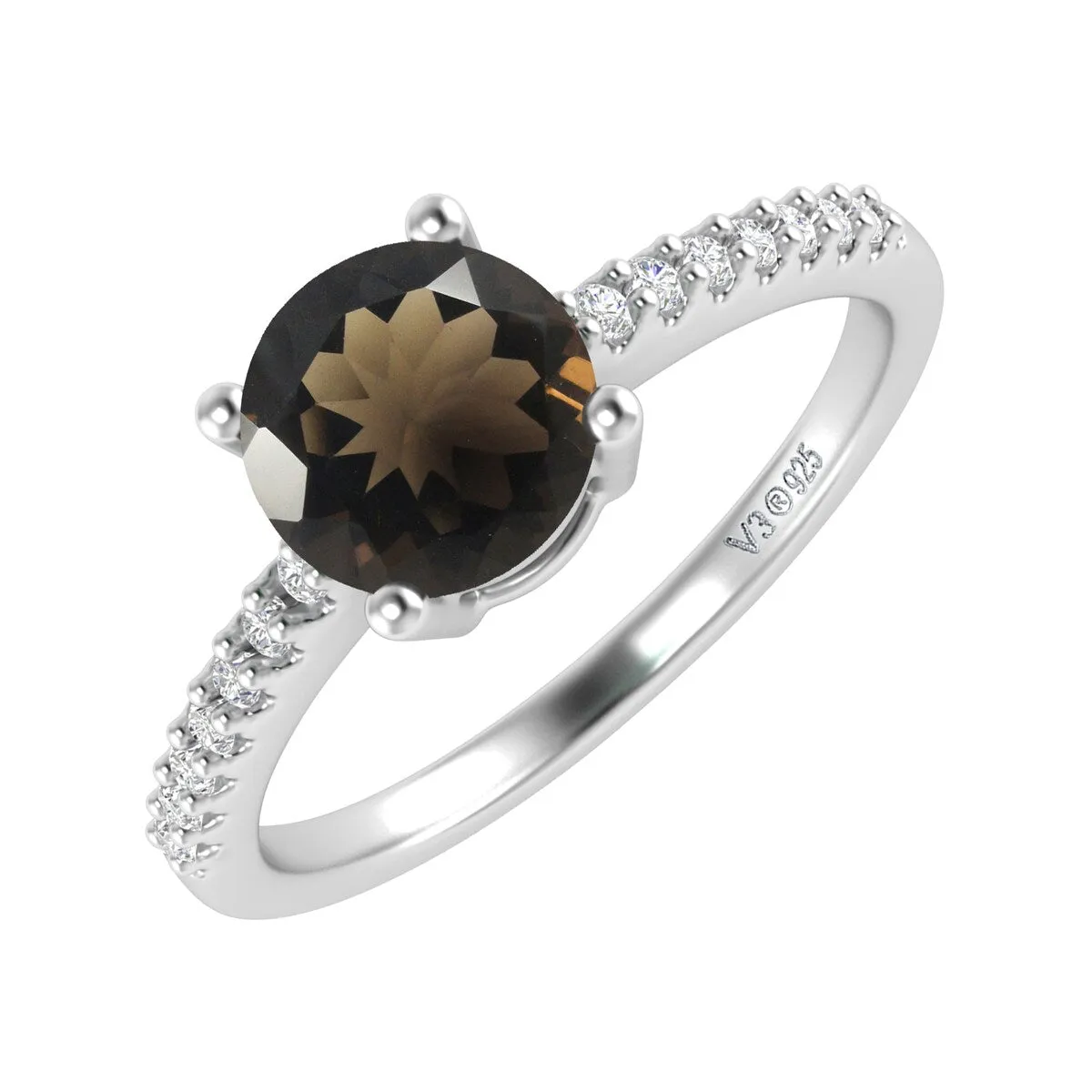 Sterling Silver with Smoky Quartz and White Topaz Engagement Ring sold by Zulily product image thumbnail 2