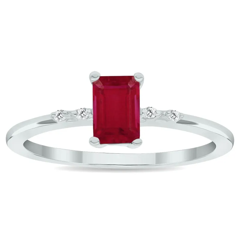 Women's Ruby and Diamond Sparkle Ring in 10K White Gold sold by Zulily
