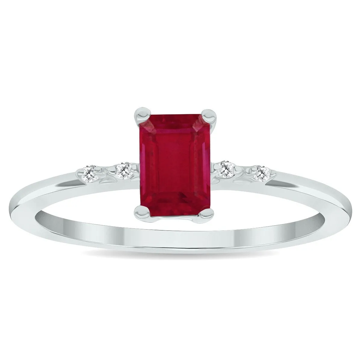 Women's Ruby and Diamond Sparkle Ring in 10K White Gold sold by Zulily