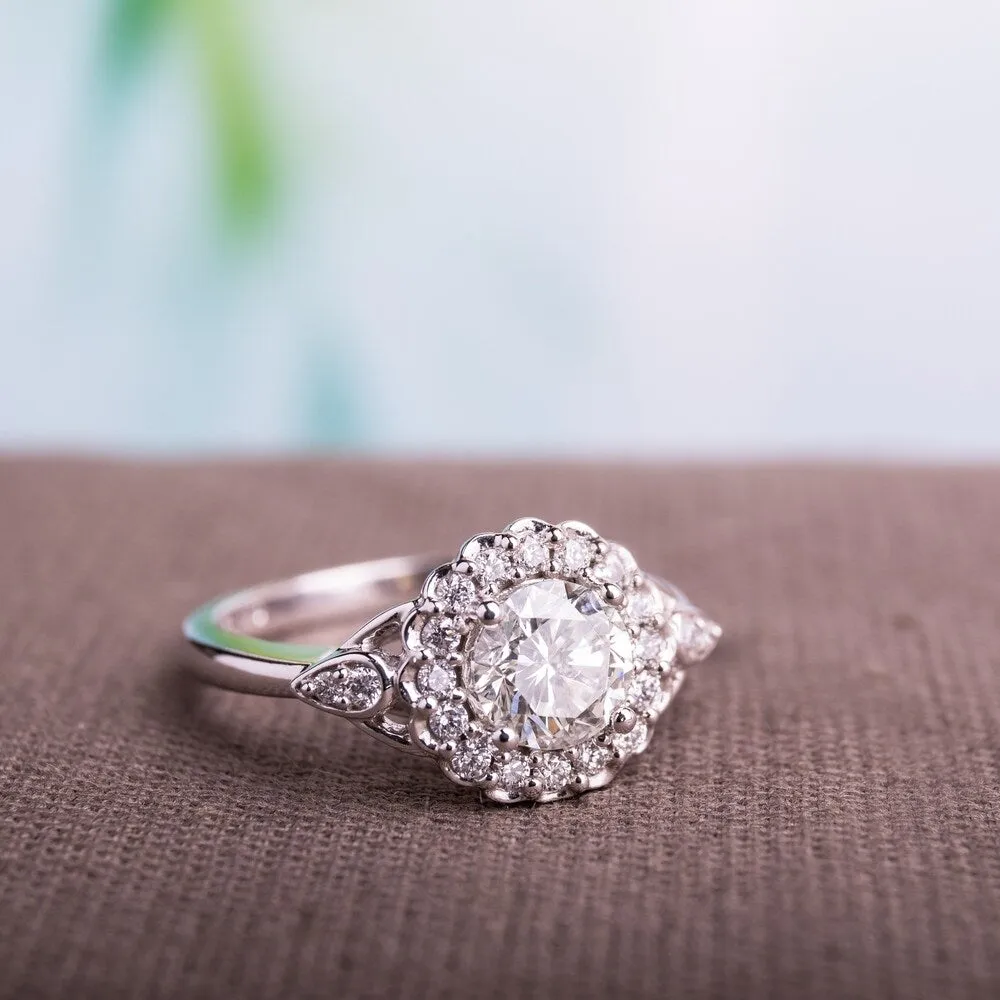 Miadora Signature Collection 14k White Gold 1 1/4ct TDW Diamond Halo Engagement Ring sold by Zulily