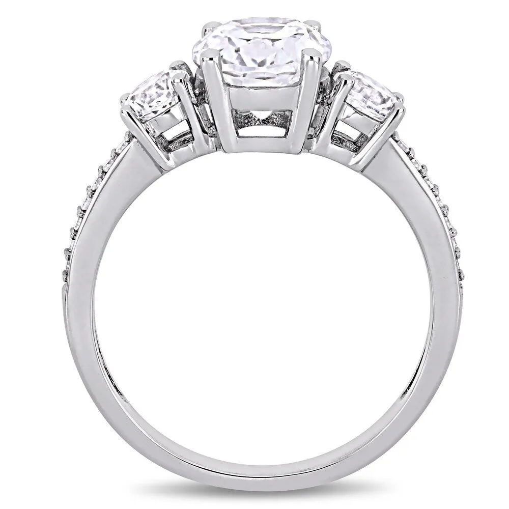 Miadora 10k White Gold Created White Sapphire & Diamond 3-Stone Engagement Ring sold by Zulily product image thumbnail 4