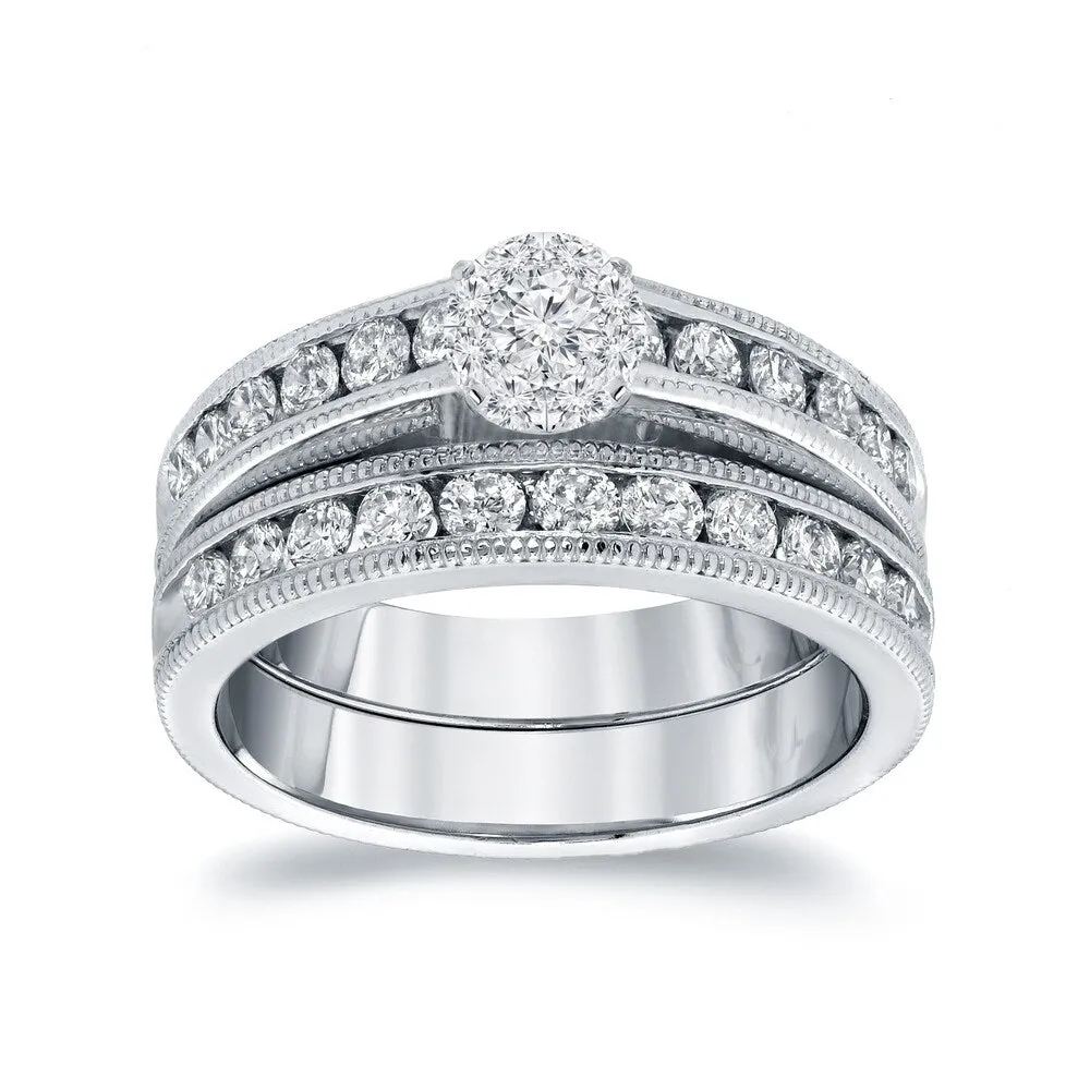 Auriya 14k Gold 1ctw Round Channel-set Diamond Engagement Ring Set sold by Zulily