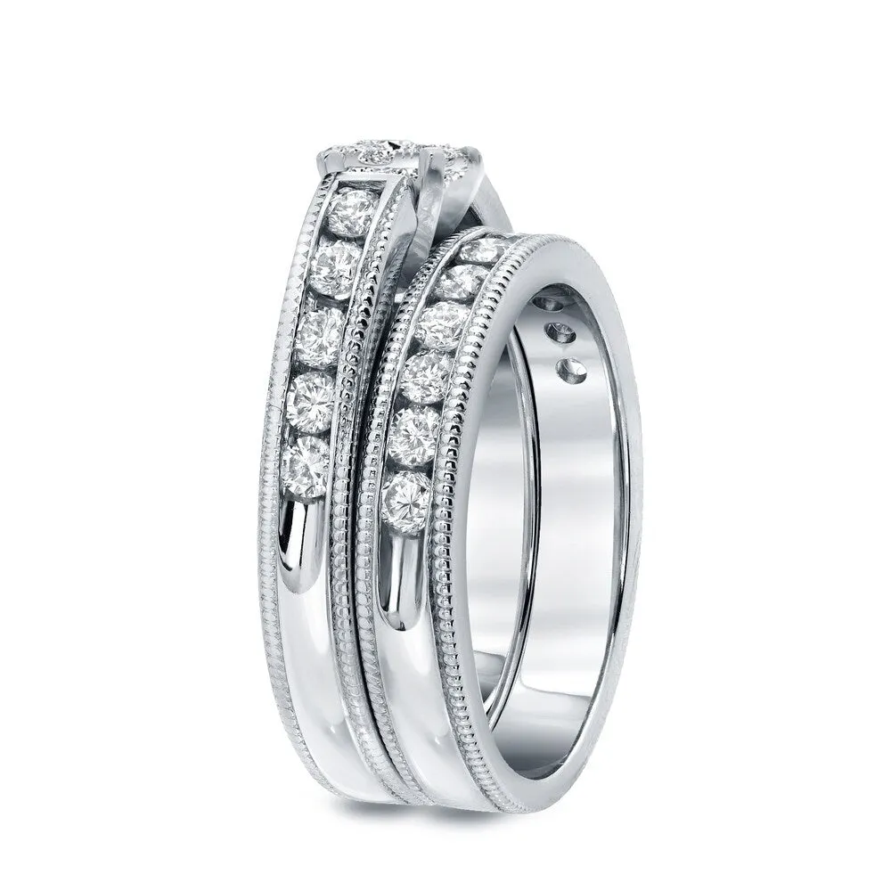 Auriya 14k Gold 1ctw Round Channel-set Diamond Engagement Ring Set sold by Zulily product image thumbnail 4