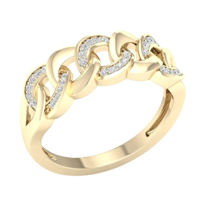 1/10ct TDW Diamond Cuban Link Ring in 10k Gold sold by Zulily