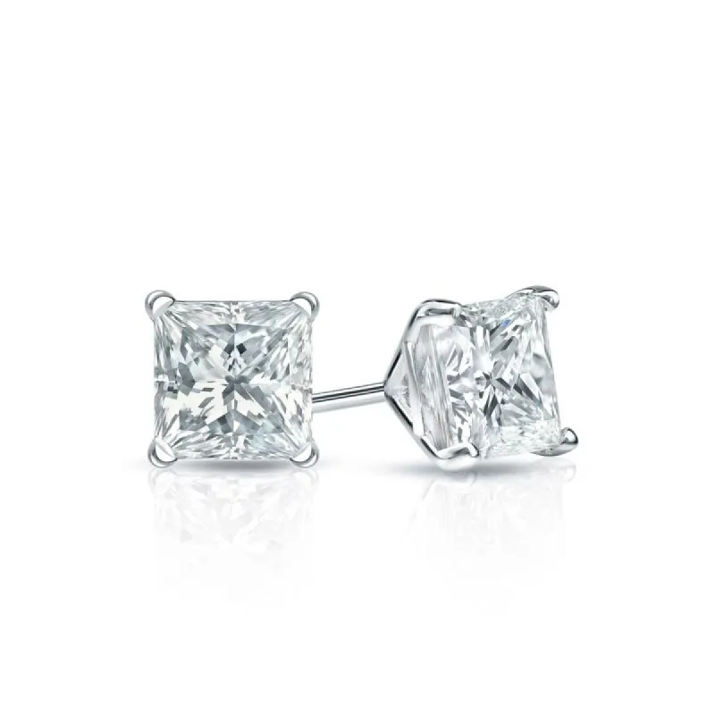 Auriya 18-karat Gold Lab Grown 0.40 carat TDW Princess Diamond Stud Earrings 4-Prong Martini Screw-back sold by Zulily