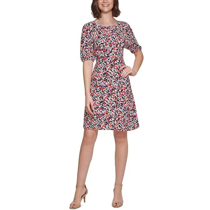 Tommy Hilfiger Women's Floral Print Fit & Flare Dress Pink Size 10 sold by Zulily