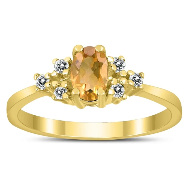 6X4MM Citrine and Diamond Regal Ring in 10K Yellow Gold sold by Zulily