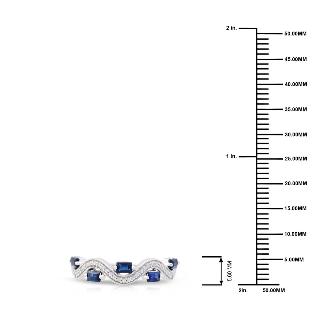 Baguette Shape Sapphire Gemstone 1/20ct TDW Diamond Band in 10k White Gold sold by Zulily product image thumbnail 4