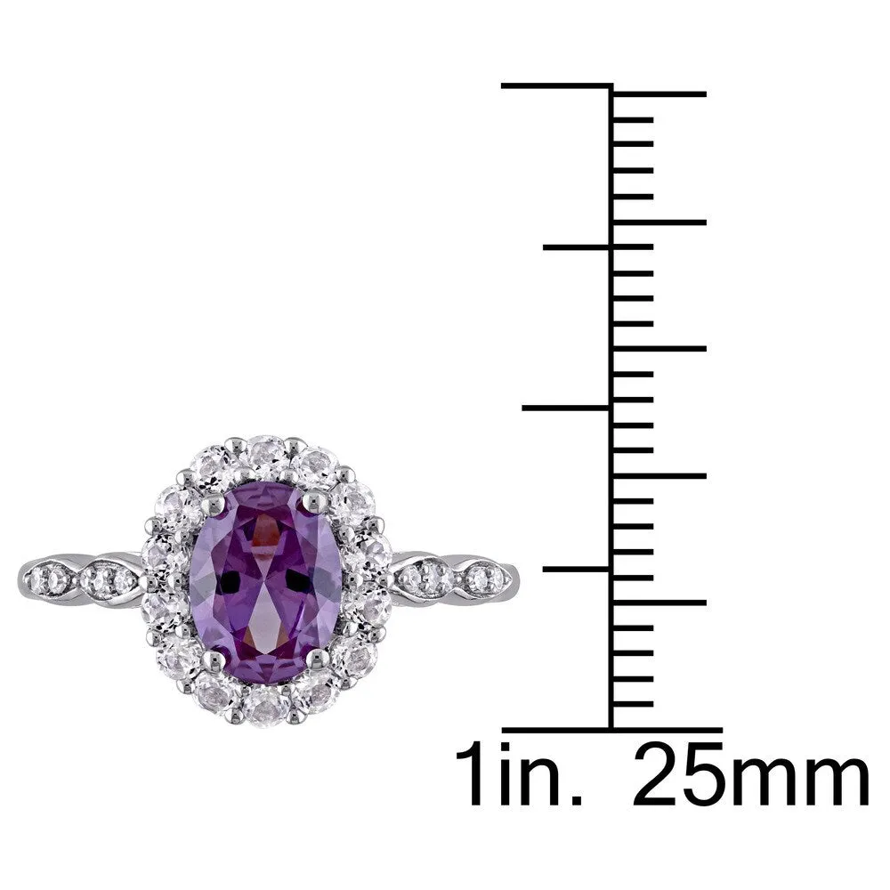 Miadora 14k White Gold Created Alexandrite White Topaz and Diamond Accent Vintage Halo Ring - Purple sold by Zulily product image thumbnail 3