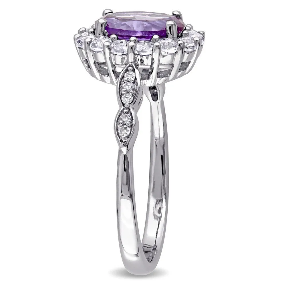 Miadora 14k White Gold Created Alexandrite White Topaz and Diamond Accent Vintage Halo Ring - Purple sold by Zulily product image thumbnail 2