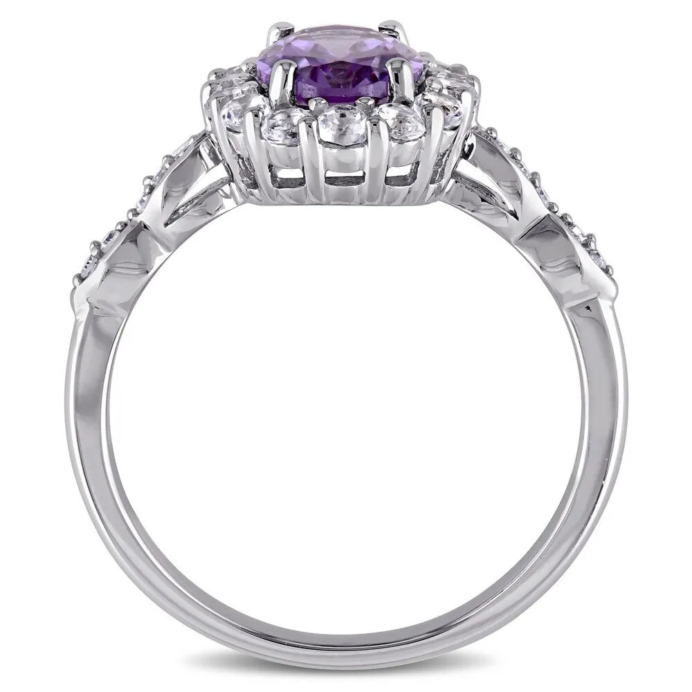 Miadora 14k White Gold Created Alexandrite White Topaz and Diamond Accent Vintage Halo Ring - Purple sold by Zulily product image thumbnail 5
