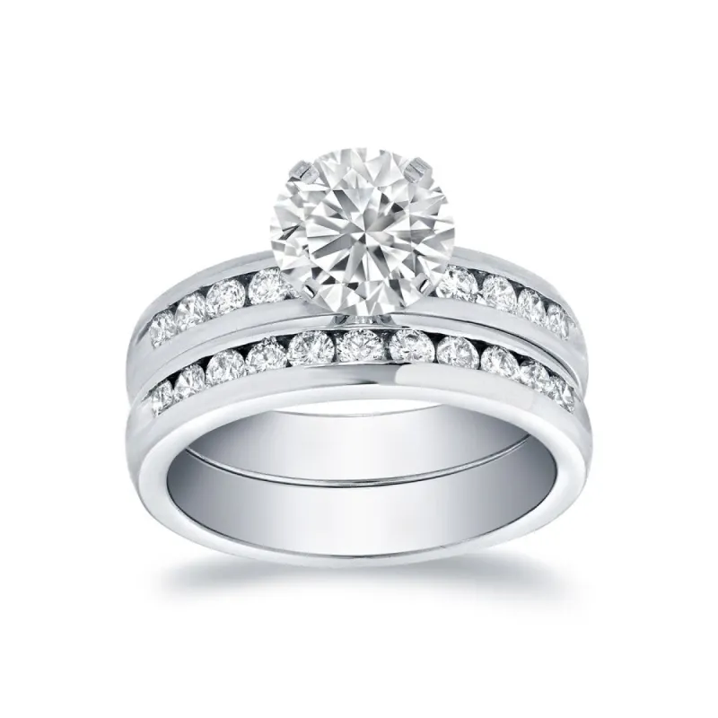 Auriya 14k Gold 1 1/2ctw Round Channel-set Diamond Engagement Ring Set sold by Zulily