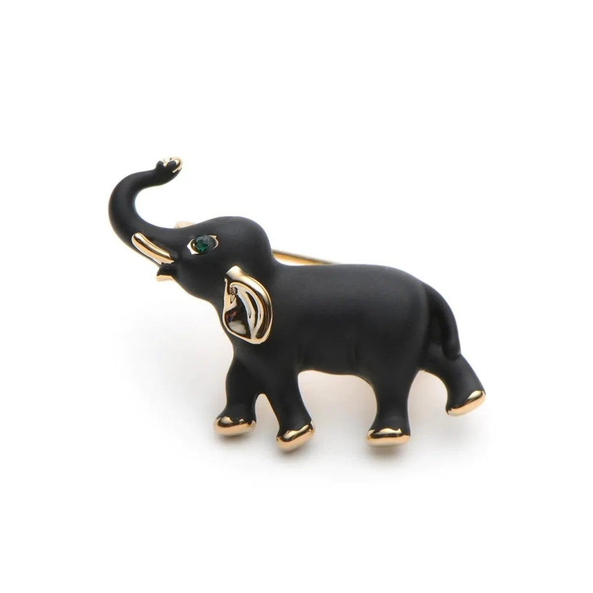 Don't AsK Goldtone and Elegant Black Enamel Elephant Brooch Pin sold by Zulily