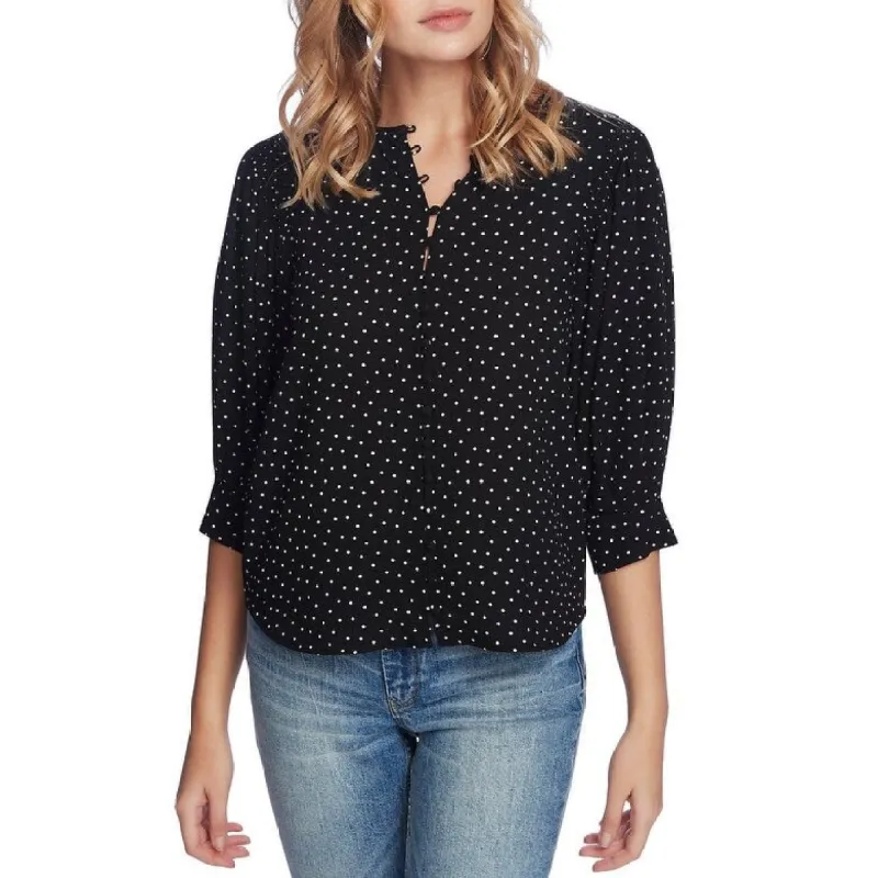 1.STATE Women's Dotted Blouson-Sleeve Top Black Size XS sold by Zulily