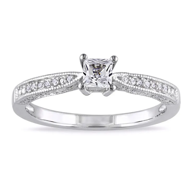 Miadora Sterling Silver Created White Sapphire and Diamond Accent Promise Ring sold by Zulily
