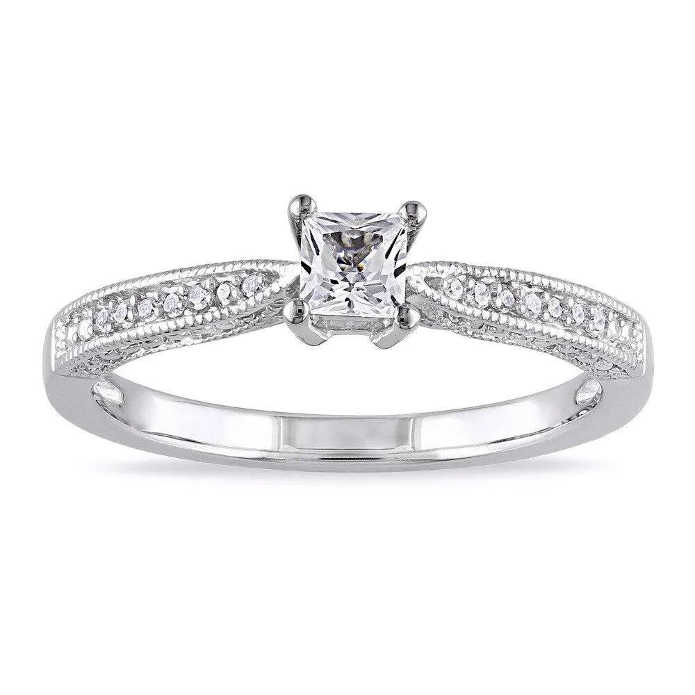 Miadora Sterling Silver Created White Sapphire and Diamond Accent Promise Ring sold by Zulily