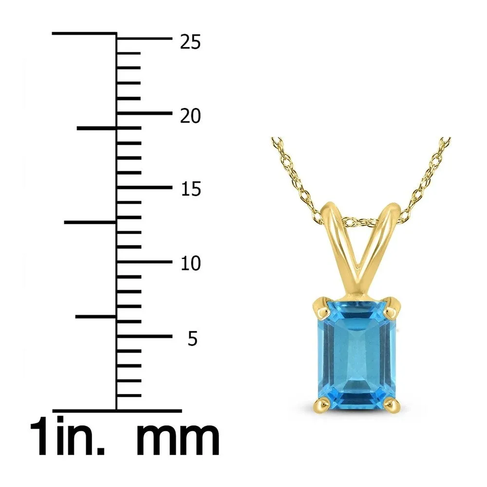 14K Yellow Gold 7x5MM Emerald Shaped Blue Topaz Pendant sold by Zulily product image thumbnail 3