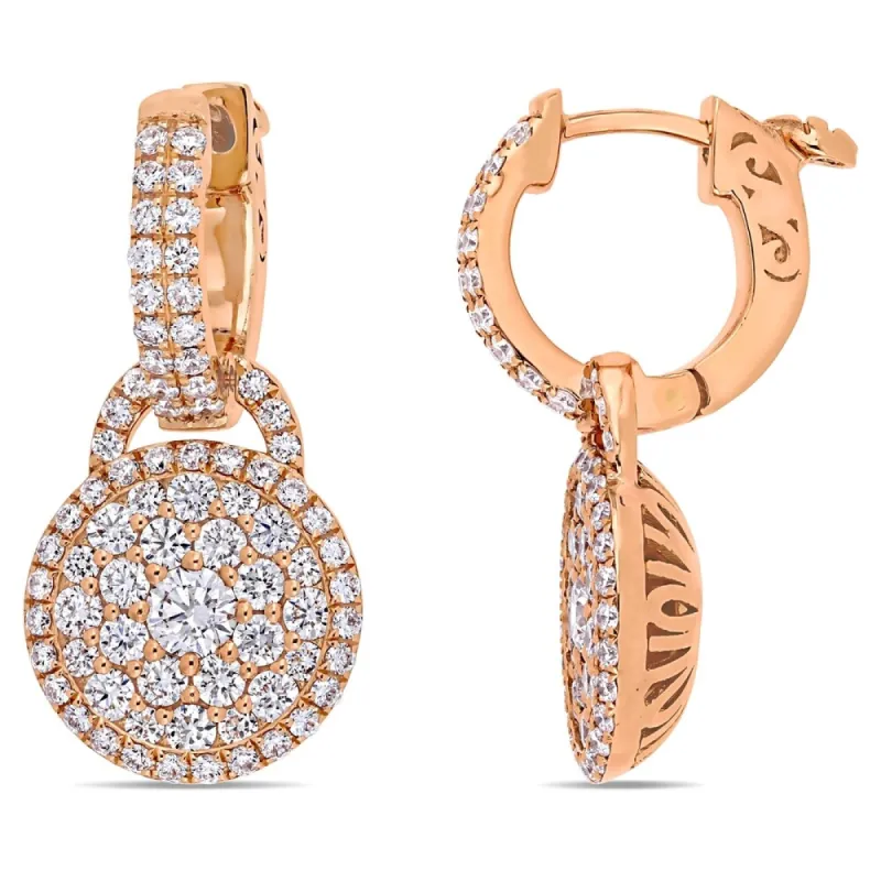 Miadora 14k Rose Gold 1 4/5ct TDW Diamond Cluster Circle Hoop Earrings sold by Zulily