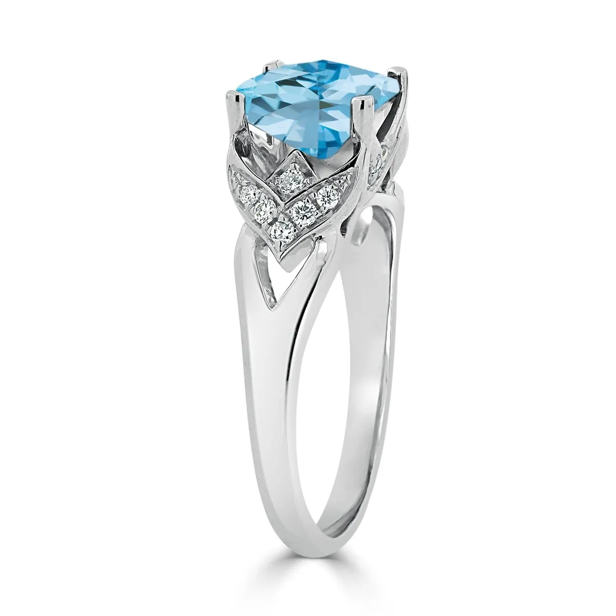 Auriya Modern 2 3/8ct Cushion-cut Sky Blue Topaz and Diamond Engagement Ring 1/6ctw 14k Gold sold by Zulily product image thumbnail 4