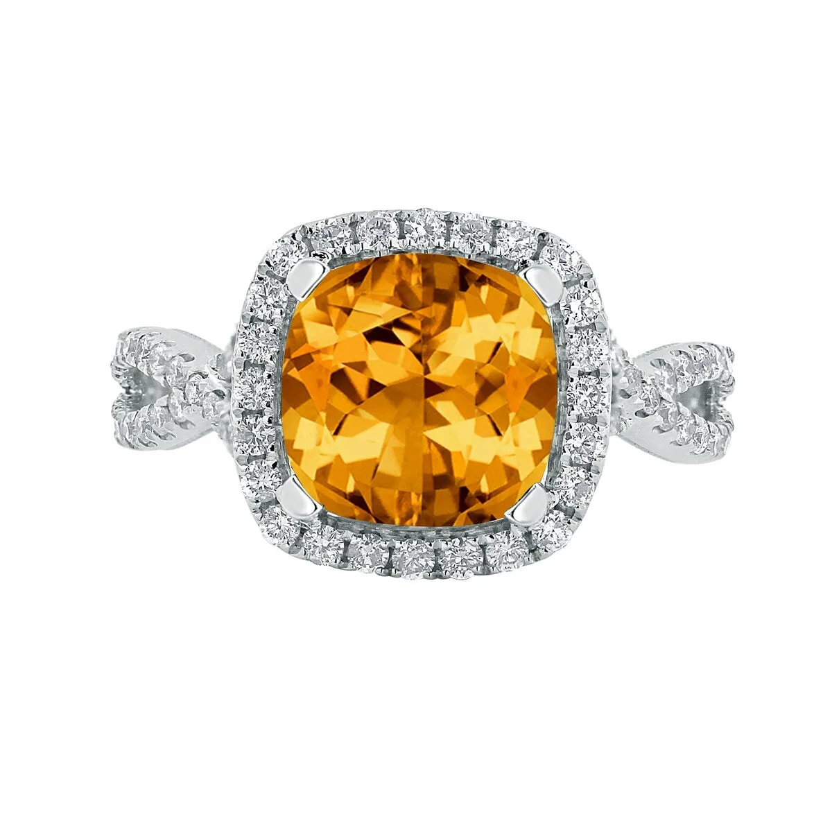 Auriya 3 1/8ct Cushion-cut Citrine and Halo Diamond Engagement Ring 1/2cttw 14k Gold sold by Zulily product image thumbnail 2