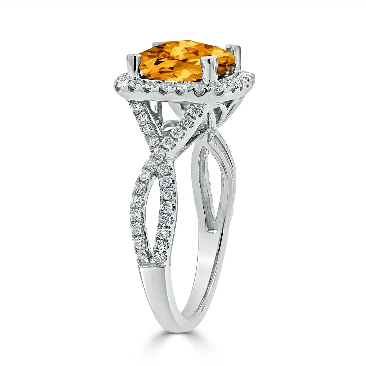 Auriya 3 1/8ct Cushion-cut Citrine and Halo Diamond Engagement Ring 1/2cttw 14k Gold sold by Zulily product image thumbnail 4
