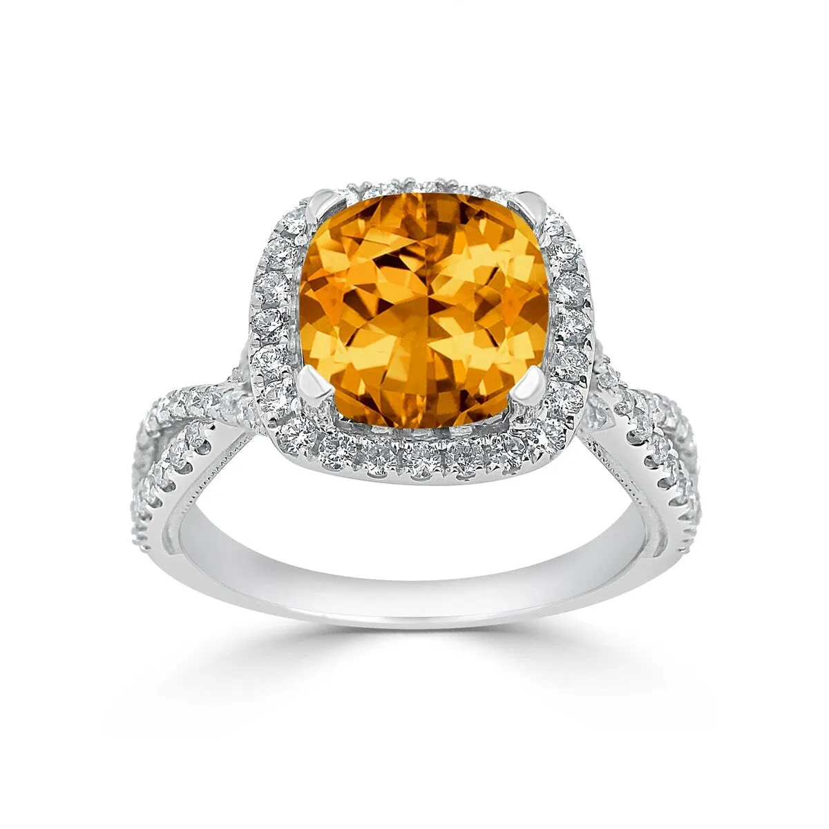 Auriya 3 1/8ct Cushion-cut Citrine and Halo Diamond Engagement Ring 1/2cttw 14k Gold sold by Zulily product image thumbnail 3