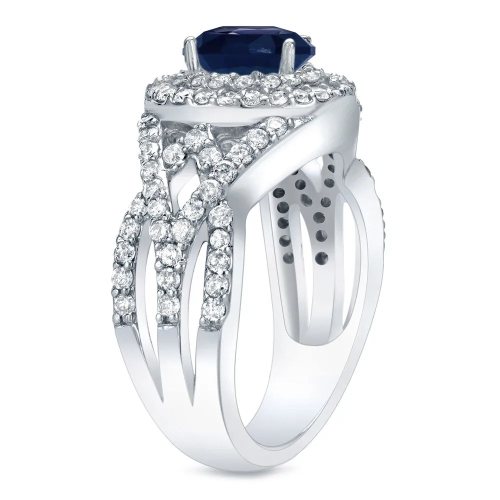 Auriya 14k Gold 1/2ct Blue Sapphire and 1ct TDW Round Diamond Engagement Ring (H-I, SI1-SI2) sold by Zulily product image thumbnail 4