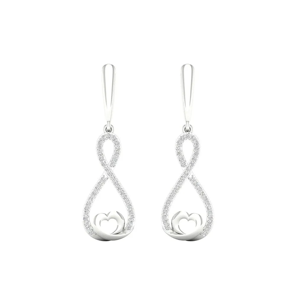 1/5ct TDW Diamond Infinity Heart Dangle Earrings in Sterling Silver with Gold Plated Heart by De Couer sold by Zulily product image thumbnail 3