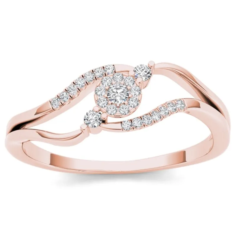 De Couer 10k Rose Gold 1/8ct TDW Diamond Bypass Cluster Ring - Pink sold by Zulily